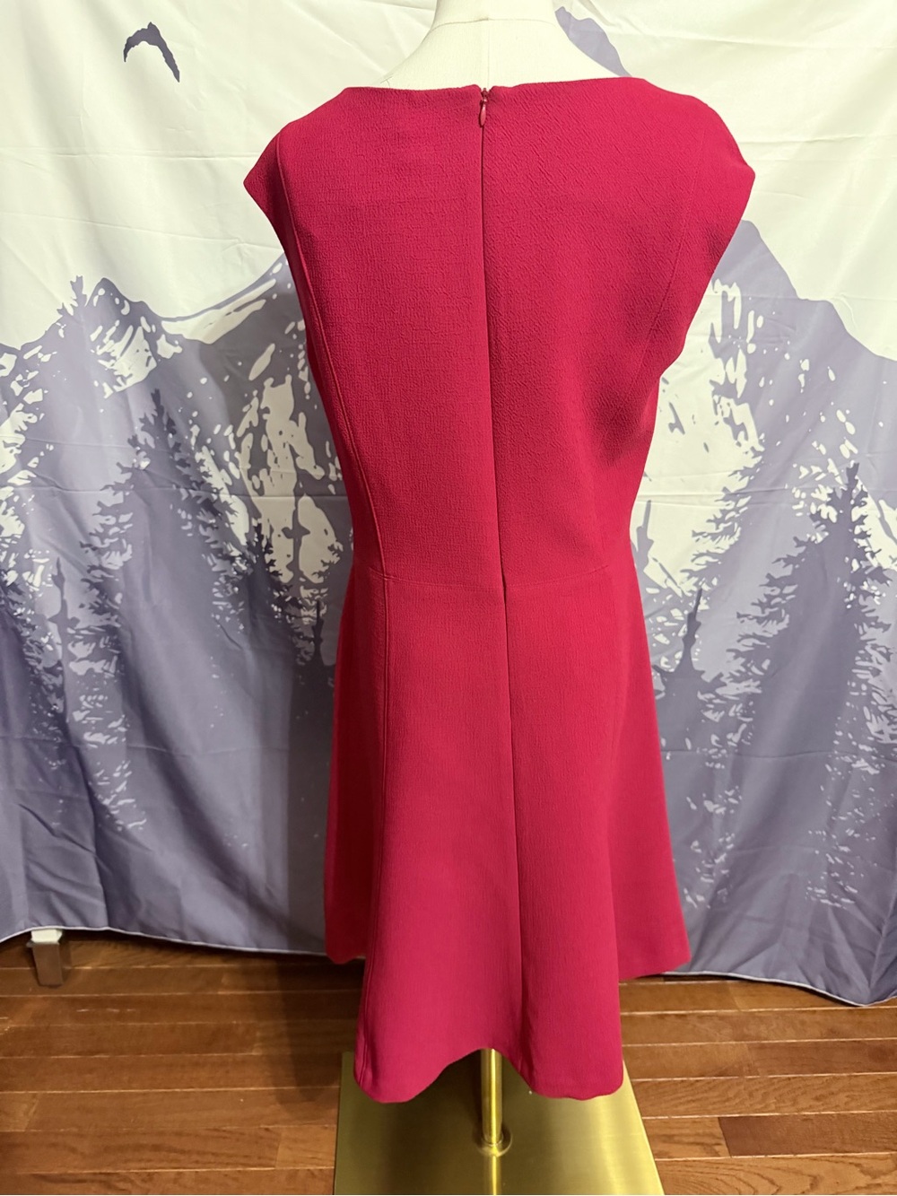 CHAPS Size 10 Vibrant Red Textured Fit & Flare Dress - Picture 5 of 7